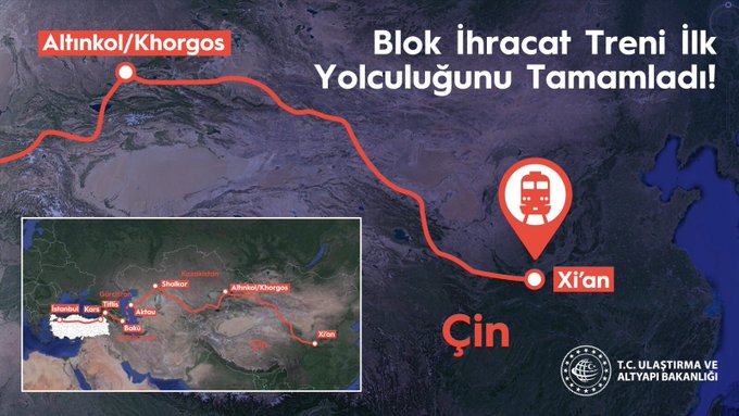 Çin İhracat Treni, Çerkezköy'den Çin'in Xi’an şehrine kesintisiz yolculuğunu tamamladı